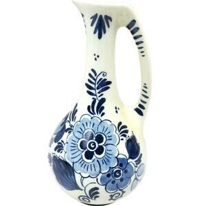 Vintage Mini Koninklijke Holland Blauw Blue Cobalt Flower Delfe Pitcher Handmade